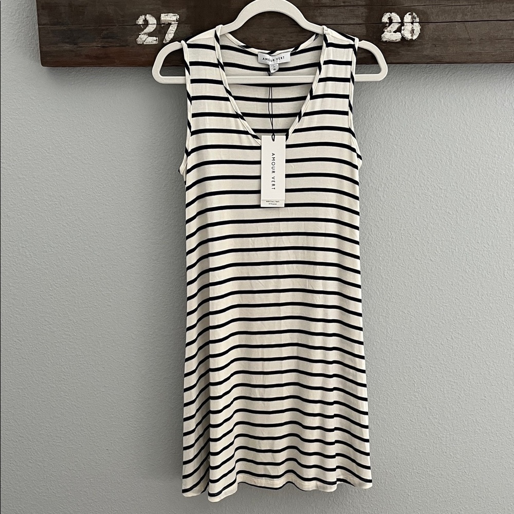 NWT Amour Vert Vilna Swing Dress in Marine Stripes.  Size XS